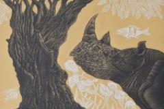 Rino crepuscular - Aguafuerte aguatinta y linóleo