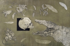 La maceta y el caimán - Aguafuerte barniz blando aguatinta y mezzotinta