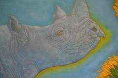 Rinoceronte en Azul - Acrílico sobre madera (Detalle)