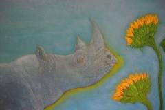 Rinoceronte en Azul - Acrílico sobre madera